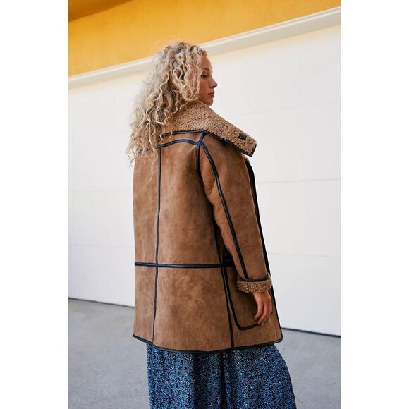 Free People x Nicholas K Alpine Reversible Sheepskin Shearling Leather Fur Coat - Picture 14 of 16